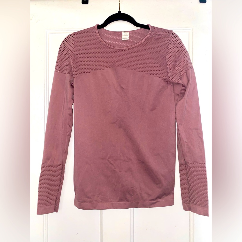 Pink Long Sleeve Mesh Top